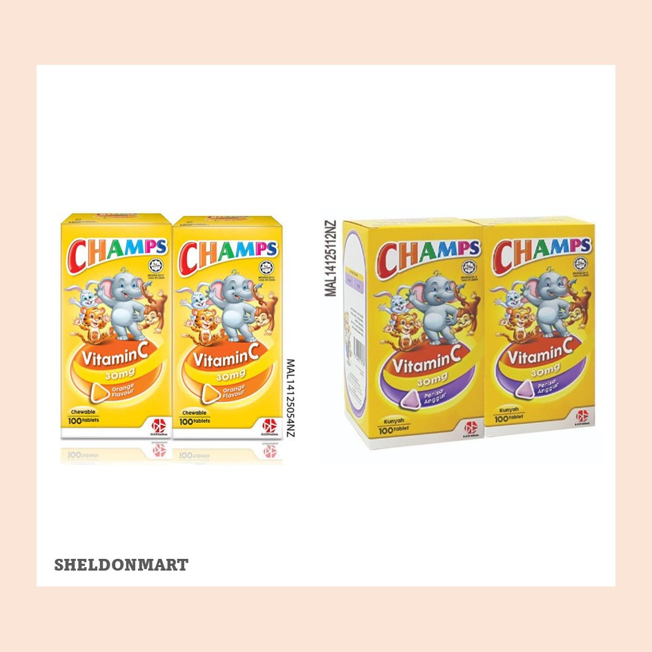 [EXP: 09/2025] CHAMPS VITAMIN C 30MG (BLACKCURRANT/ORANGE) 2 x 100's (TWIN PACK)