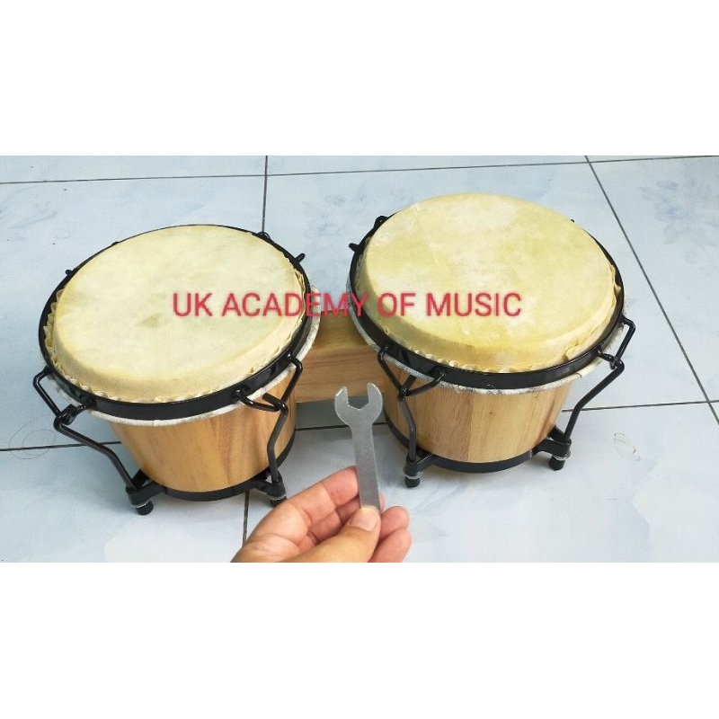 Wood Bongo Drum 6" + 7" Alat Muzik Percussion