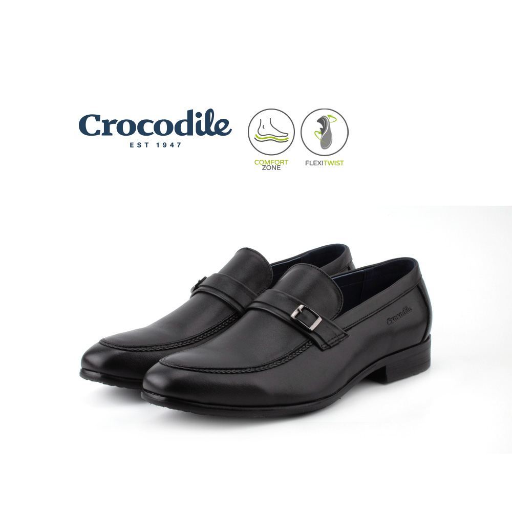 Crocodile Men's Cow Leather Business Shoes - Black 302210-NI1-1LF