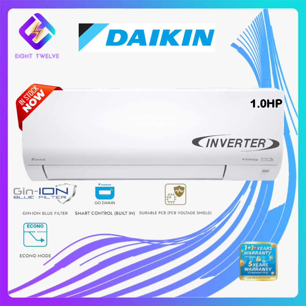 Daikin New R32 Inverter/Non-Inverter Air Conditioner Penyaman Udara 1.0HP/ 1.5HP/ 2.0HP/ 2.5HP