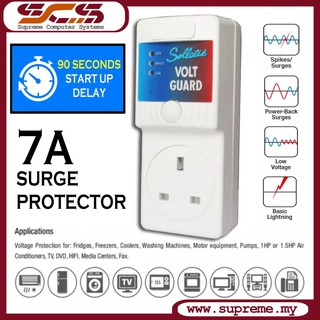 [ VOLTAGE REGULATOR ] Volt Guard / Surge Spark Lightning Protector / Voltage Surge Protector Adapter UK Plug