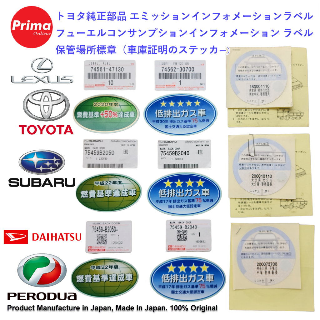 Original Toyota, Daihatsu, Honda, Mazda, Subaru Globe Enviroment Sticker & Label Efficiency JDM Japan Parking Permit