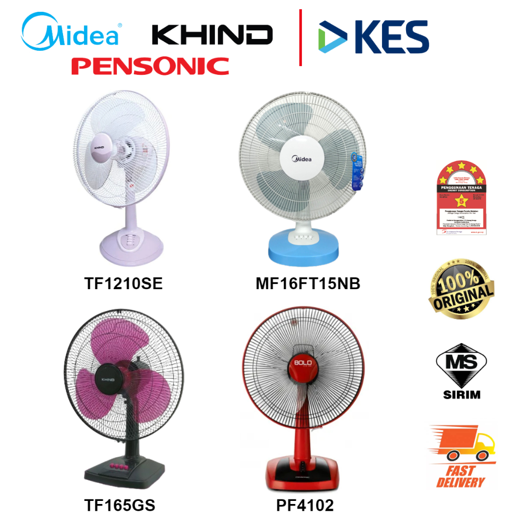 Khind Table Fan 16"/12" TF165GS TF1210SE Kipas Meja Midea Table Fan MF16FT15NB Pensonic Table Fan PF4102 Selamat Meck