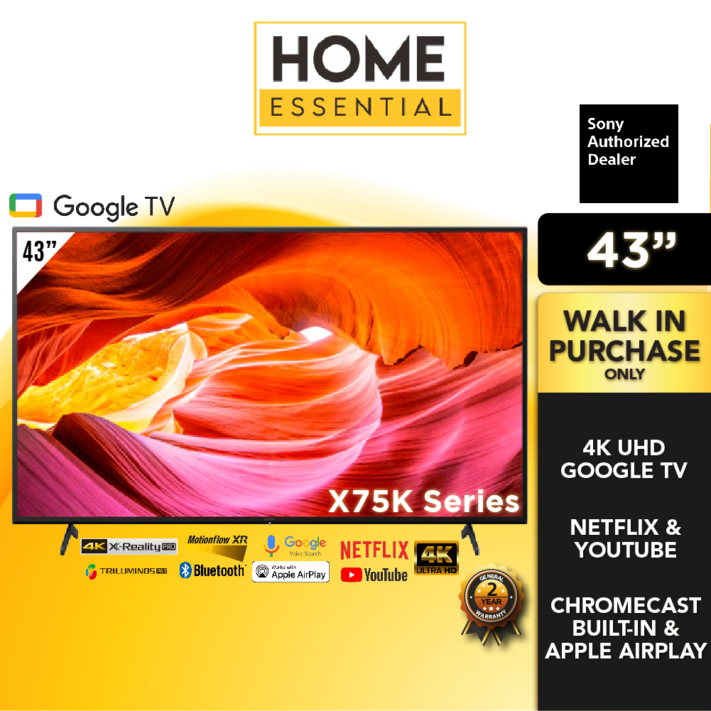 Sony 43 Inch 4K UHD Google TV KD-43X75K | HDR Dolby Vision Dolby Atmos | X75K Series Smart TV