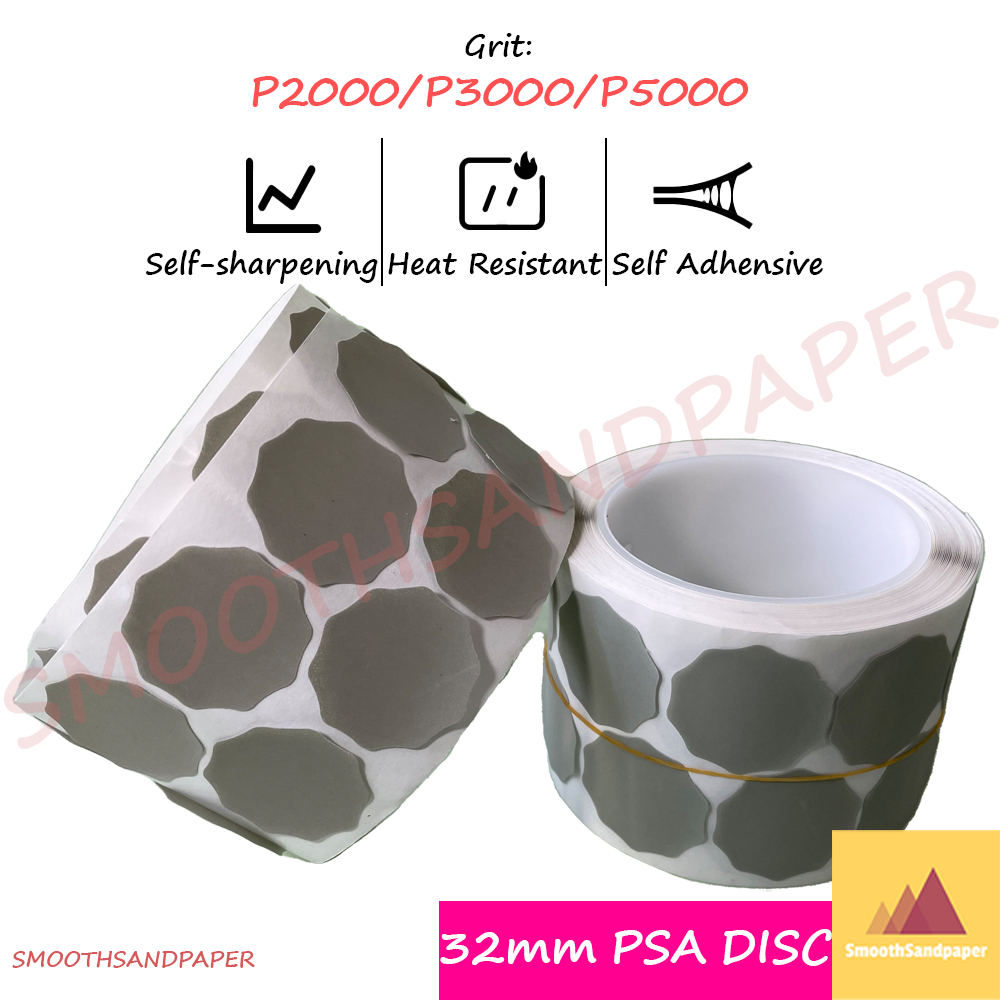32mm Microabrasive Self Adhesive P2000/P3000/P5000 Sandpaper Roll Paint Point Grinding Sand Disc 梅花圆片连卷背胶点磨自粘砂碟汽车漆点打磨砂纸