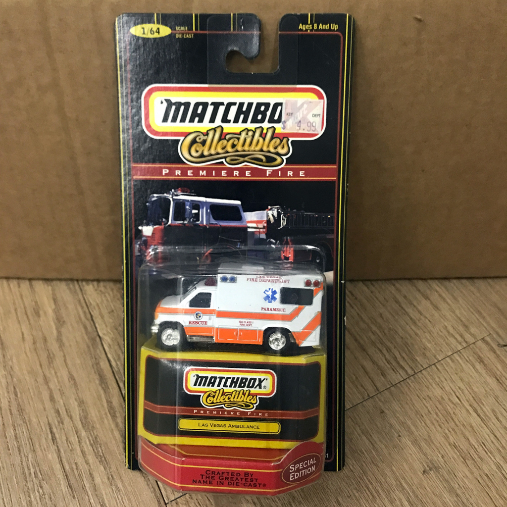 Matchbox Collectibles Premiere Fire Las Vegas Ambulance - Loose and Slight Damage due to Rubber Band Melted