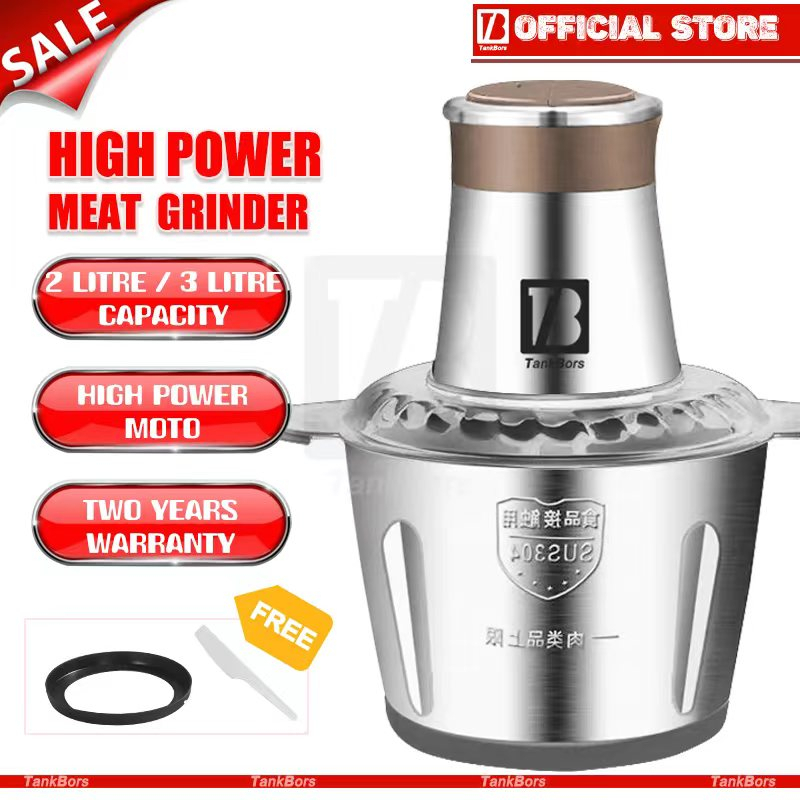 🇲🇾 Malaysia TankBors Stainless Steel Mini Blenders & Blenders 2L 3L Meat Grinder Chopper Food Processors Chopper Blender