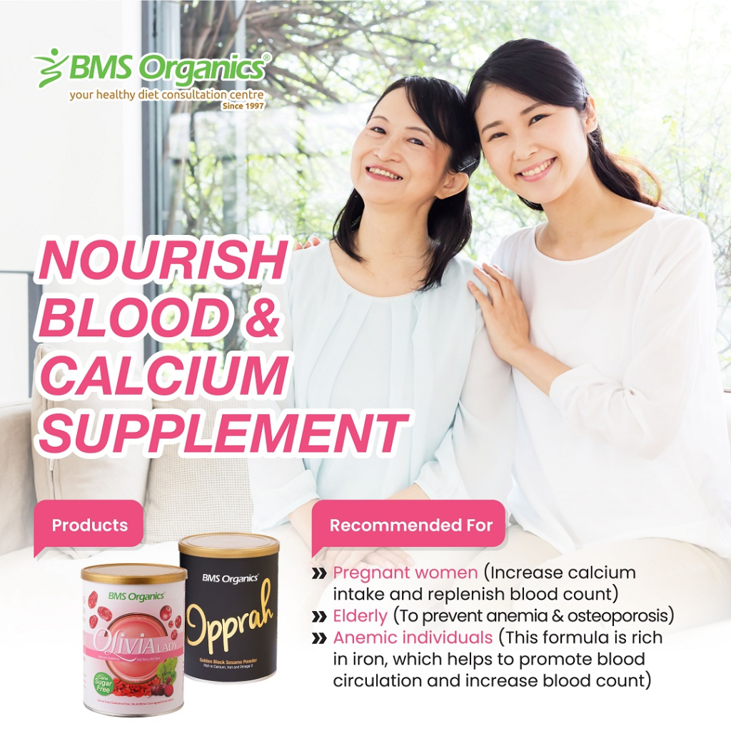 Nourish Blood & Calcium Supplement Formula Powder-BMS Organics Olivia Lady Oatmilk + BMSOrganicsOpprah Black Sesame B x1