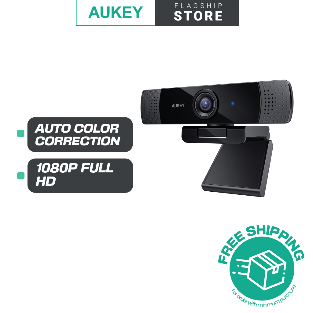 AUKEY PC-LM1E FHD Webcam 1080p Live Streaming Camera with Stereo Microphone Laptop USB Webcam