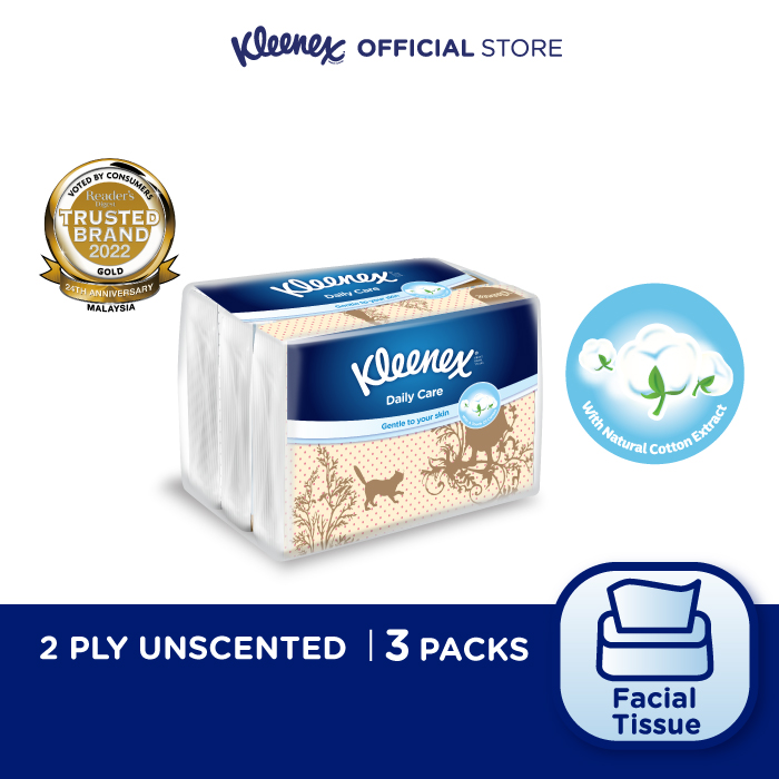 [Bundle of 3] Kleenex Facial Tissue Soft Pack Vintage Design - 2PLY 50's