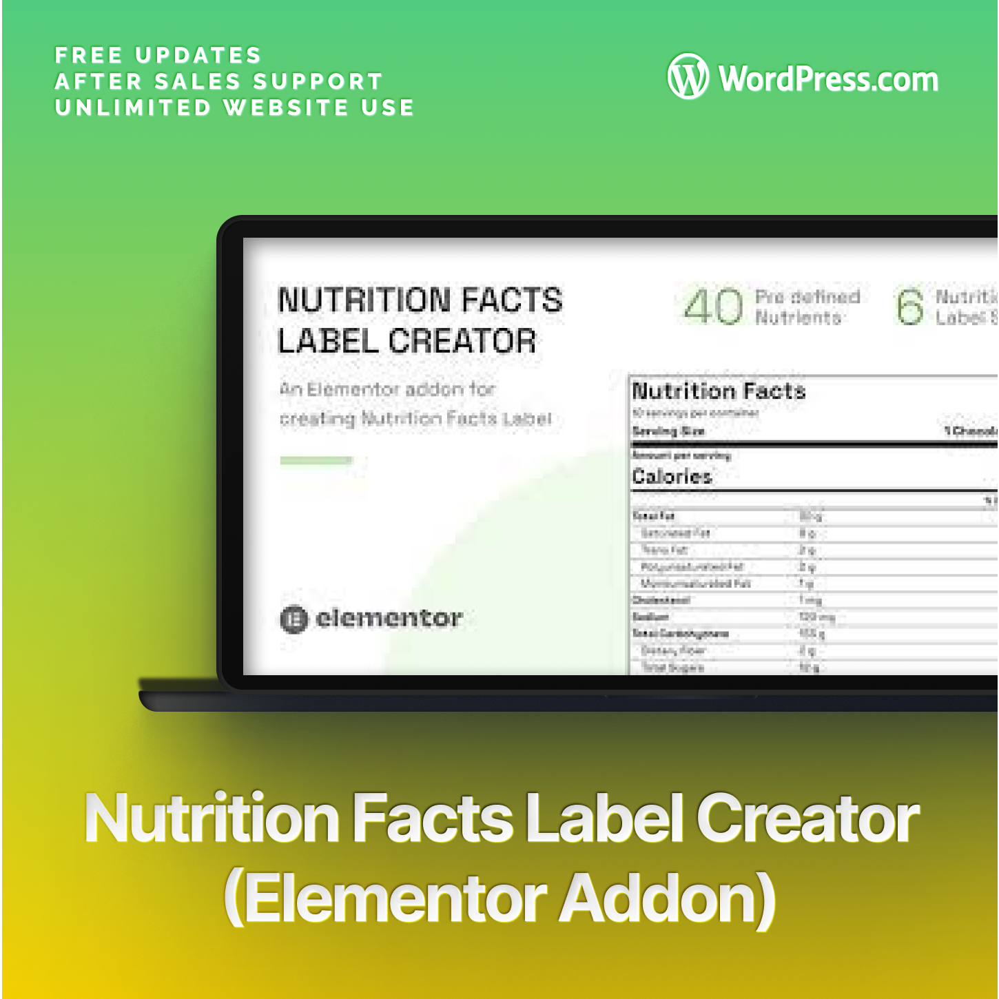 Nutrition Facts Label Creator (Elementor addon) - Wordpress Pro Plugin