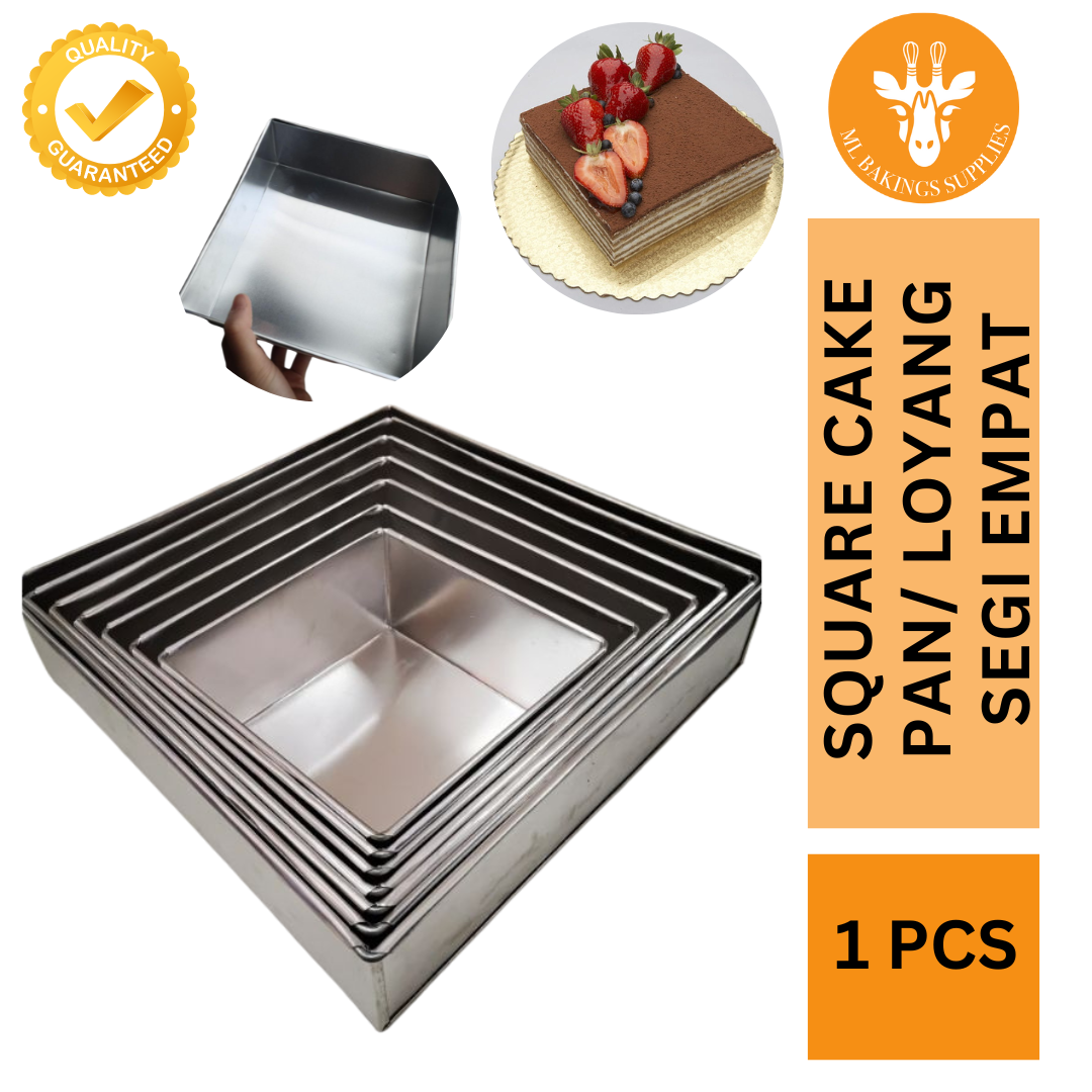 [READY STOCK] Handmade Aluminium Fixed-Based Square Cake Mold (3 inch height)/Loyang Segi Empat Kek手工四方固定底模型