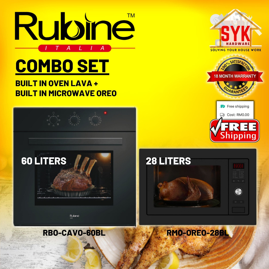 SYK Free Shipping Rubine RBO-CAVO-60BL Build In Oven 60 Liters Electric Oven RMO-OREO-28BL Grill Microwave Oven