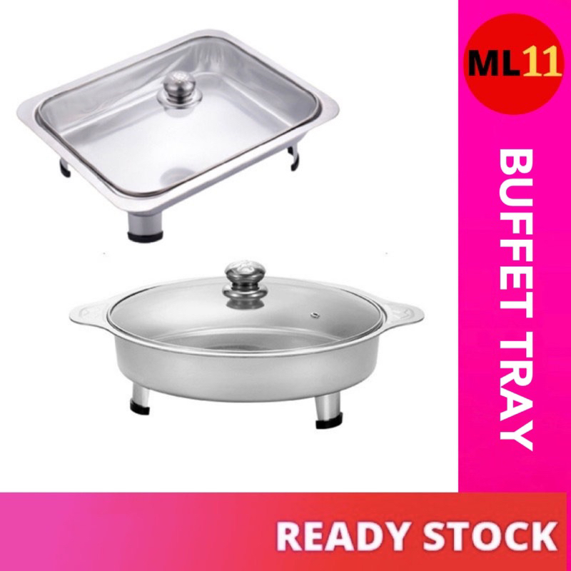 Stainless Steel Buffet Tray / Serving Tray / Catering Food Server / Chafing Dish (Rectangle / Round)