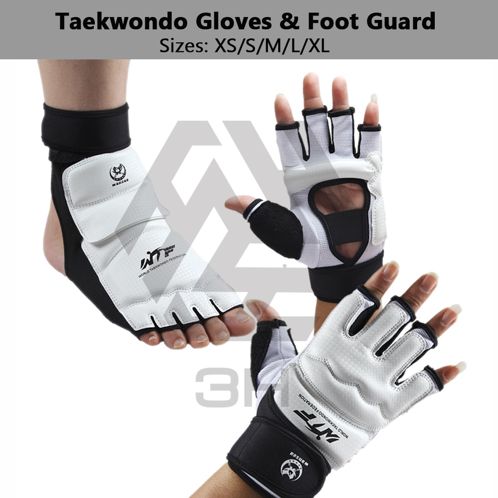 3H Adult/Kids Taekwondo Gloves/ Taekwondo Foot Protector/Half Cover Boxing Gloves For Muay Thai