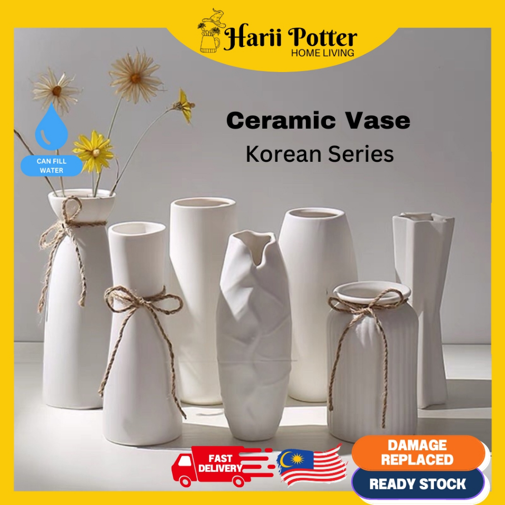 HARII POTTER Ceramic Vase Korean 꽃병 Series Artistic Elegant Home Deco 陶瓷花瓶 Pasu Seramik Nordic Korean Series