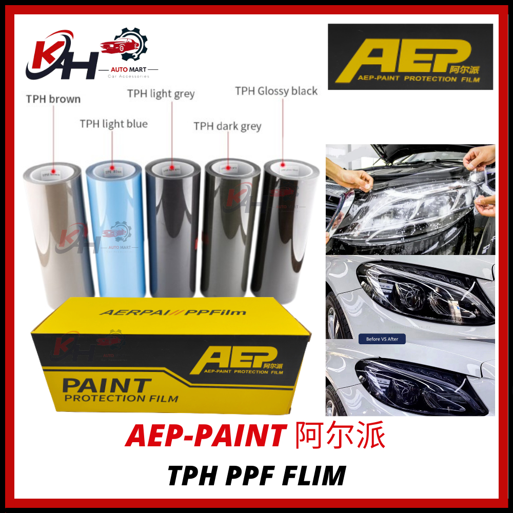 AEP-Paint PPF 1 METER CUT 30/40cm Car Lamp TPH TPU FILM 7.5Mil Headlight, Fog, Tail Sticker Self-Healing High Clarity
