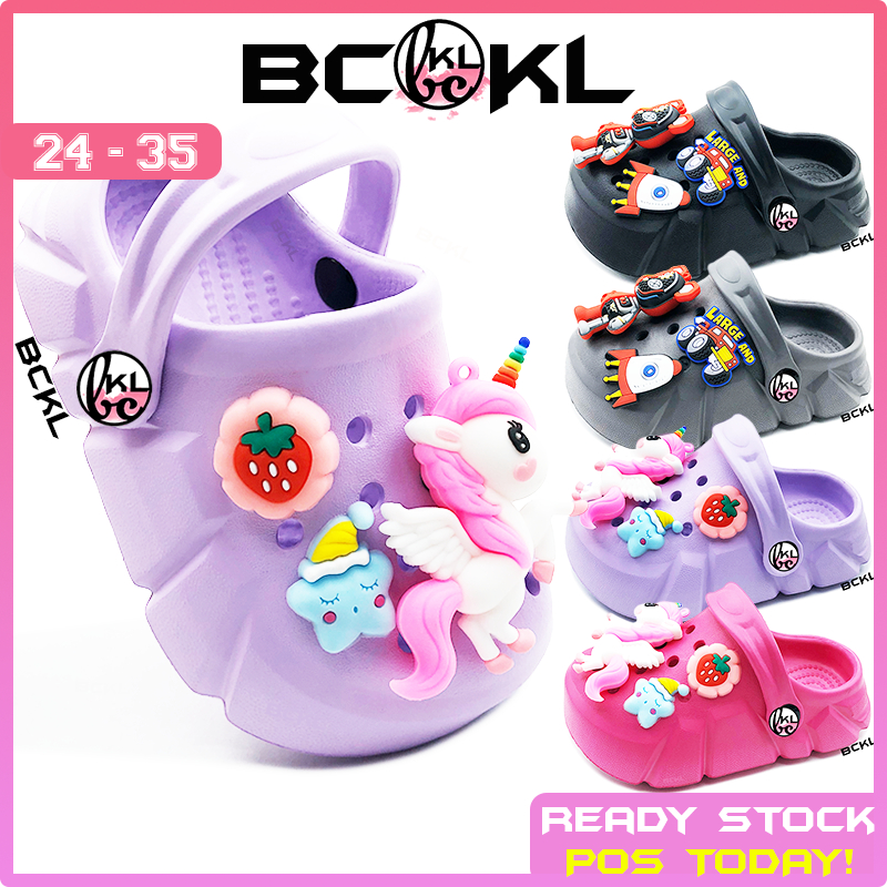 【 BCKL 】Kid's Kaws & Unicorn Clog Sandals | 3D Elmo Sesame Street New EVA Cartoon Shoes Slippers Twins | Kasut Budak