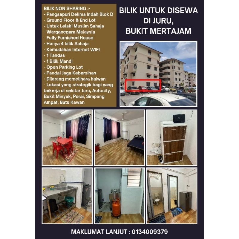 BILIK SEWA LELAKI MUSLIM DI SPT, PULAU PINANG.