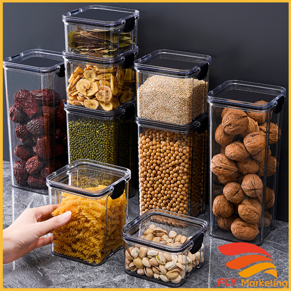 Airtight Food Container Food Storage Stackable Kitchen Organizer Storage Container Tupperware Set Bekas Rempah Ratus