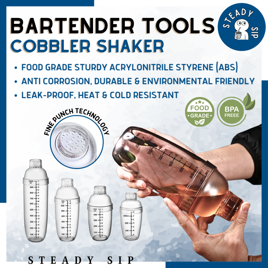 Steady Sip Cocktail Bartender Shaker 350ml/500ml/700ml/1000ml Cocktail Shaker With Scale Mixer For Drink Coffee 手打柠檬茶工具
