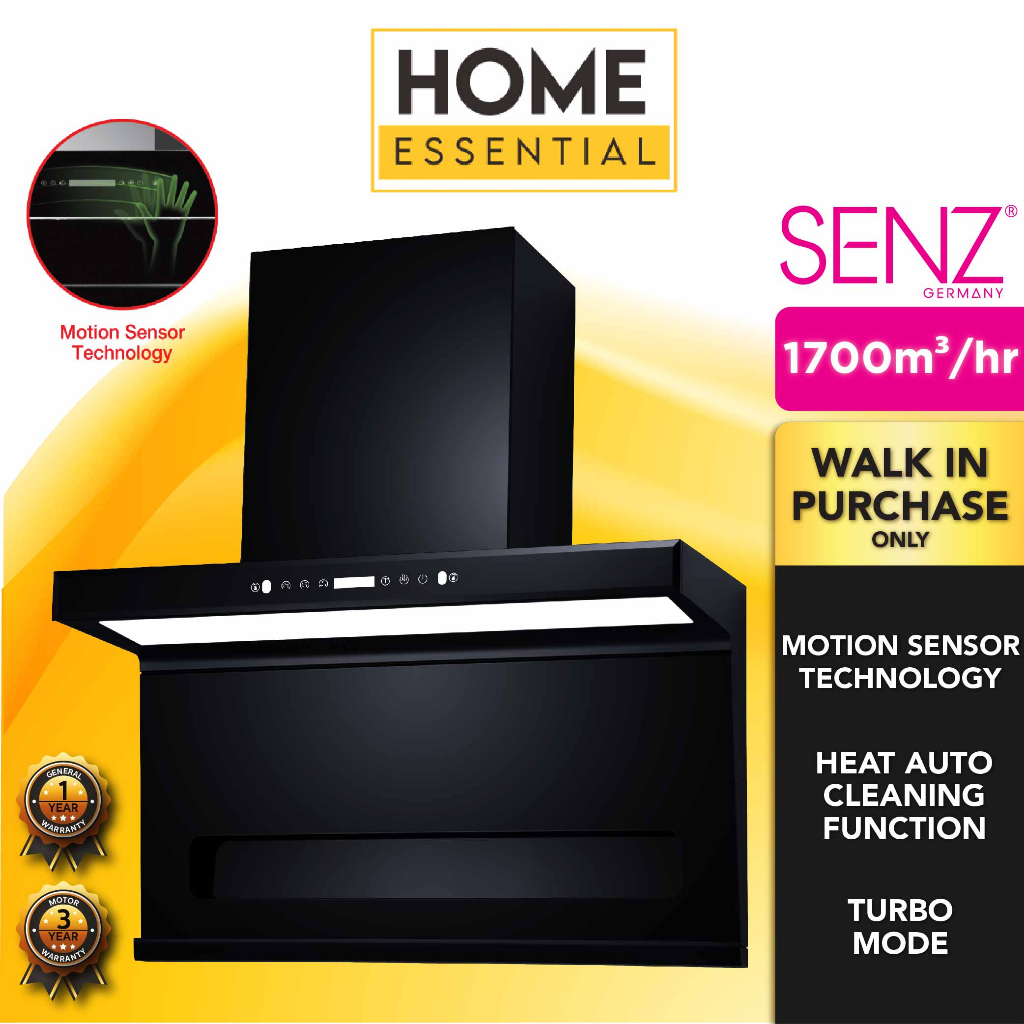 Senz 1700m³/h Heat Pro intelClean Cooker Hood SZ-CH3288AC w 6.4kW Gas Hob SZ-GS388 | 75L Built-In Oven SZ-OV7512-12F