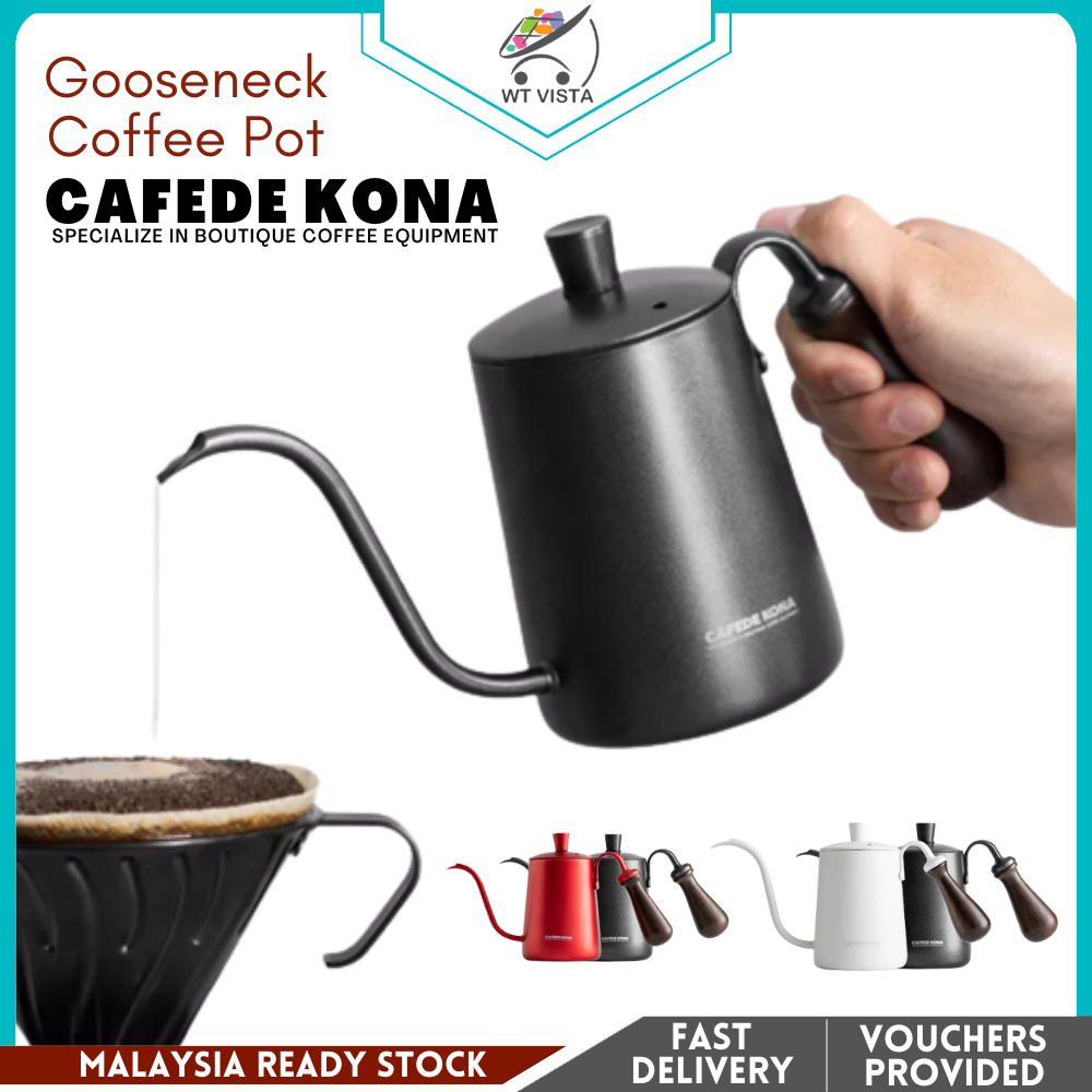 CAFEDE KONA Gooseneck Coffee Pot Long Spout Coffee Maker Pour Over Coffee Kettle Fresh Hand Brew Drip Kettle Pourer