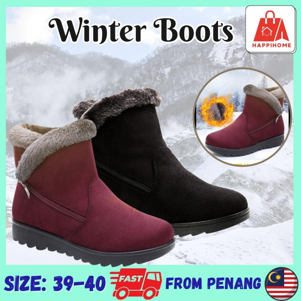 Winter Boots Women Winter Shoes Waterproof Kasut Winter Boot Woman Snow Boots Snow Shoes Women 雪地靴女冬天鞋子 Kasut Snow Zip