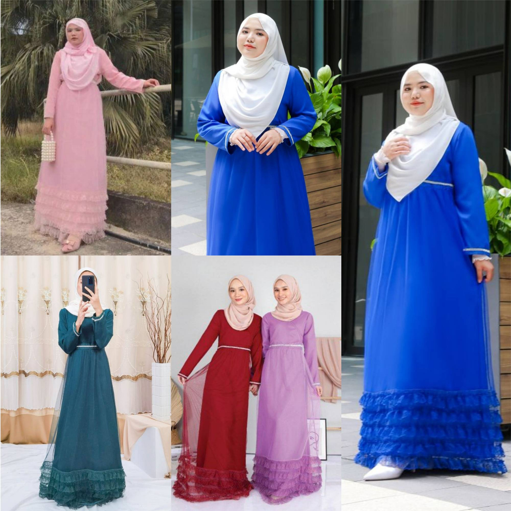 BAJU RAYA 2024LAILY DRESS WITH TULLE MESH DRESS MURAH