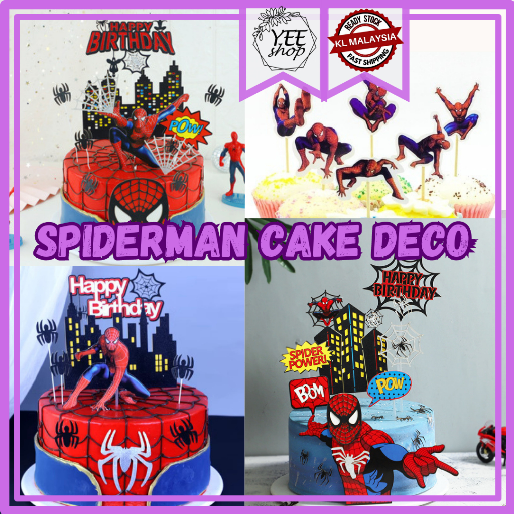 | Cake Decoration | Spiderman Spidey Spider Web Theme Paper Cake Topper 蜘蛛侠主题纸插牌蛋糕装饰