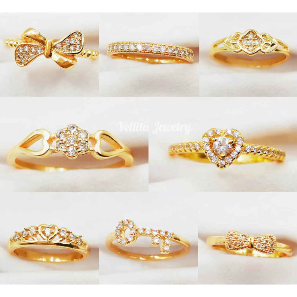 [VJ]Cop916 Ring “CZ Creative Minimalist” 999.9 Gold Plated Ring{Cincin Permata Perempuan}