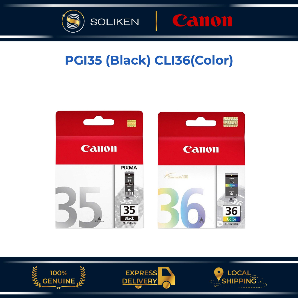 Canon PGI-35 CLI-36 Black / Color Original Ink Cartridge PGI35 CLI36 PGI 35 CLI 36 For iP110/iP110B Ink Cartridge