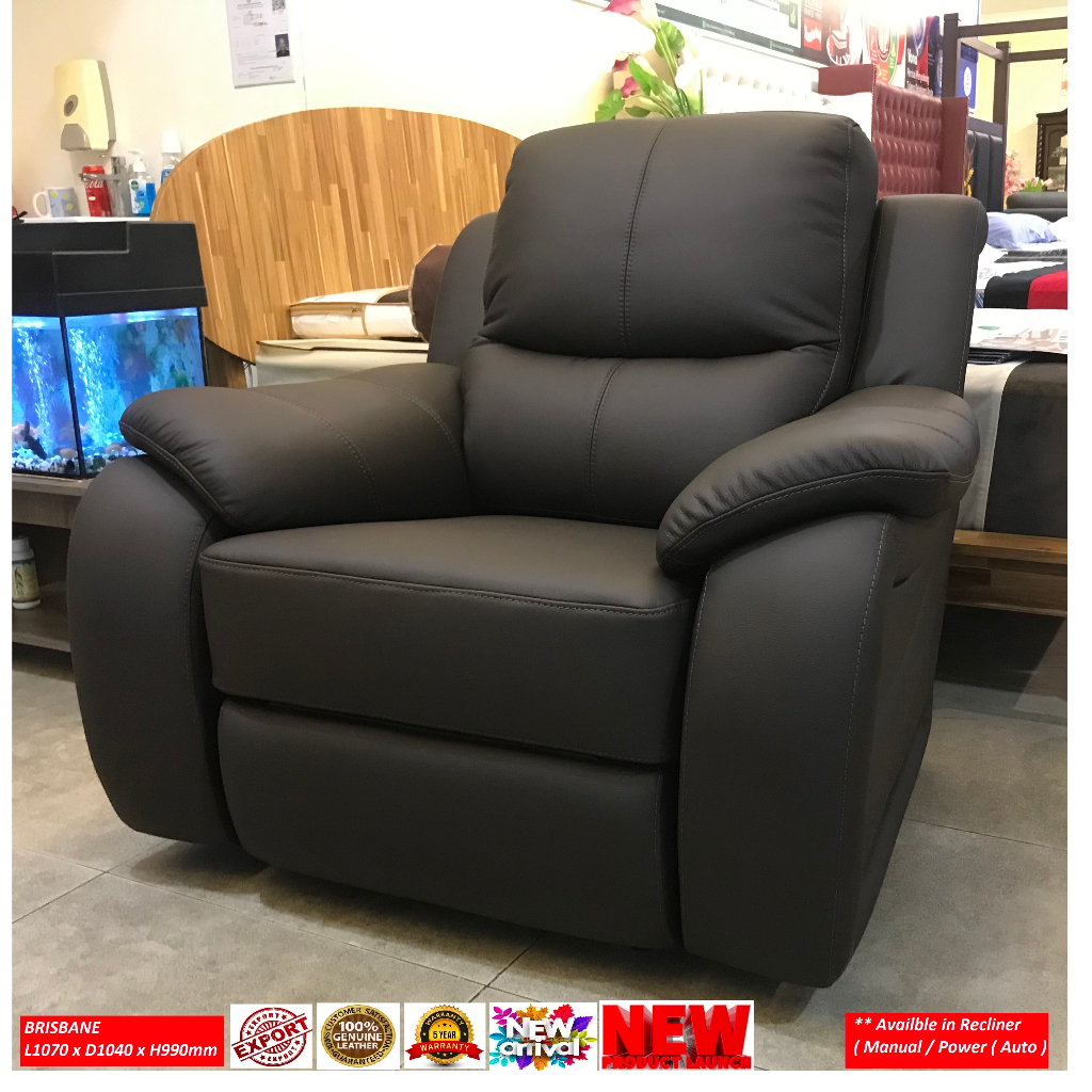 Brisbane, GENUINE Thick COW LEATHER, H/L, Recliner SOFA. Available in Manual / Power ( Auto ) on Merdeka SALE, EXPORT