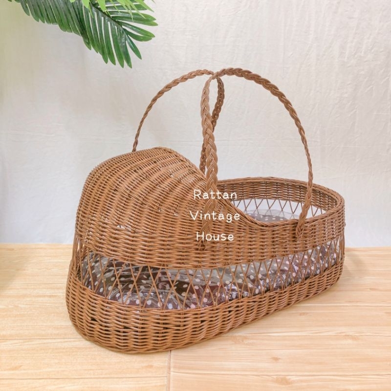 (Rattanvintage) Rattan Baby Basket | Handcrafted Baby Basket | Baby Cot | Baby Hand Carry Basket | Newborn Baby Basket