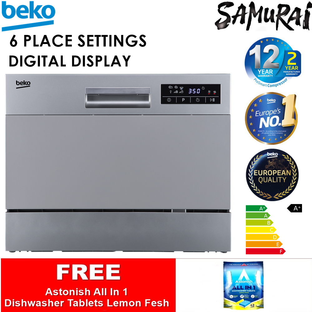 BEKO FREESTANDING DISHWASHER WITH 6 PLACE SETTINGS DTC36610S