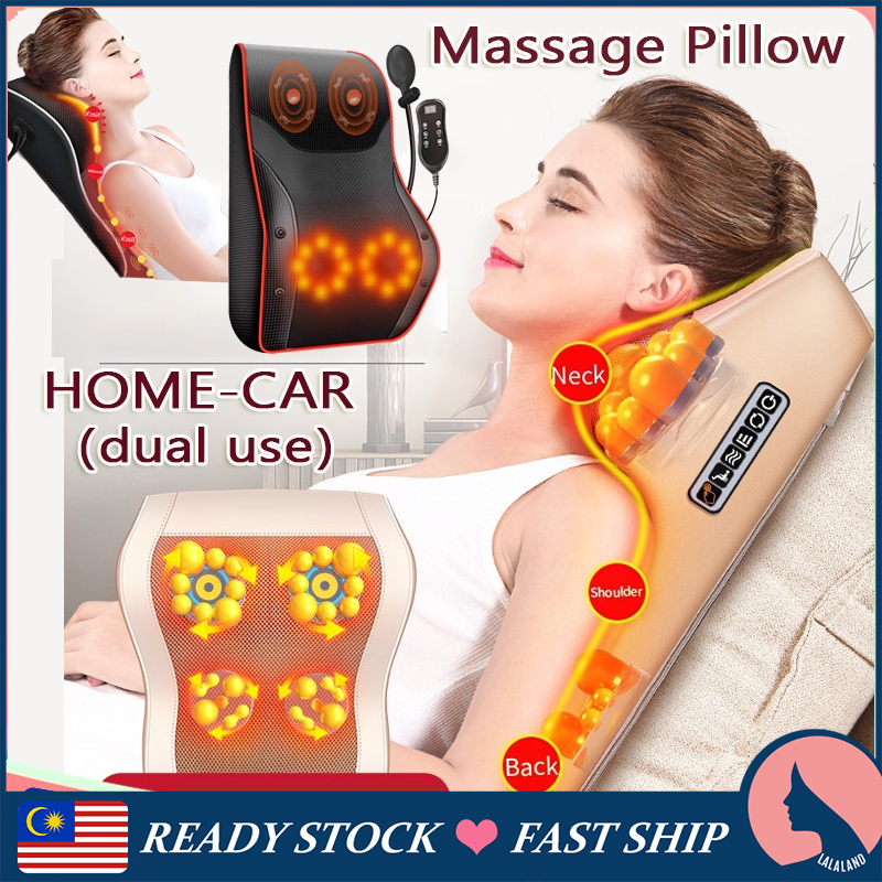 Neck Massage Pillow Car & Home Bantal Urut  Roller Electric Back Massager Full Body Machine Relax Pillow Mom Gift 背部按摩器