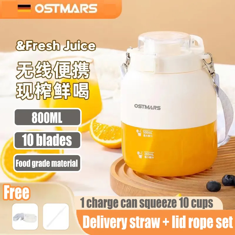 OSTMARS Juicer Cup 800ML Portable Juicer With Rubber Straw Large Capacity Sports Juicer Wireless Electric Juicer Cup-COD