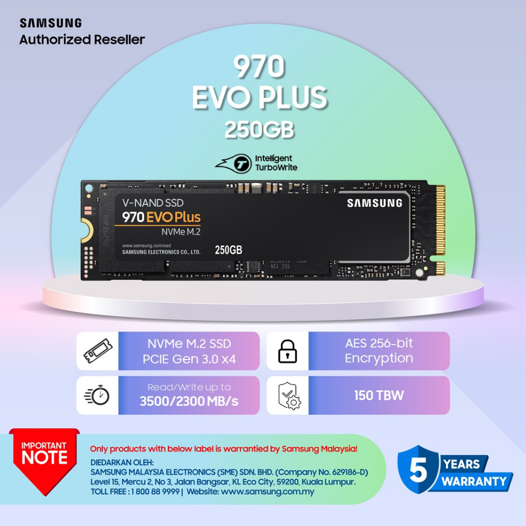SAMSUNG SSD M.2 970 EVO PLUS 250GB/500GB/1TB (2280)