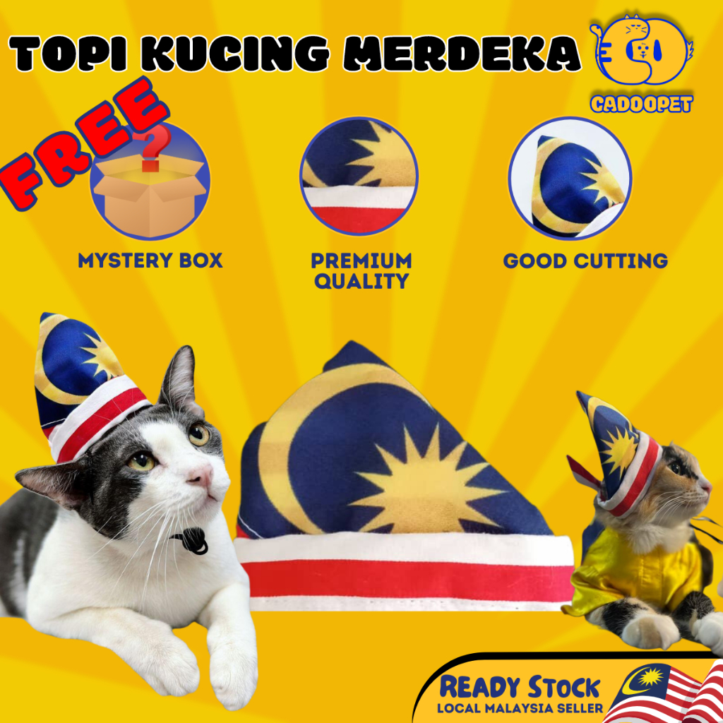 Tanjak Kucing Bendera Malaysia Merdeka Hat Cat Pakaian Tradisional Melayu Tengkolok Cosplay Costume Dog Pet Shirt