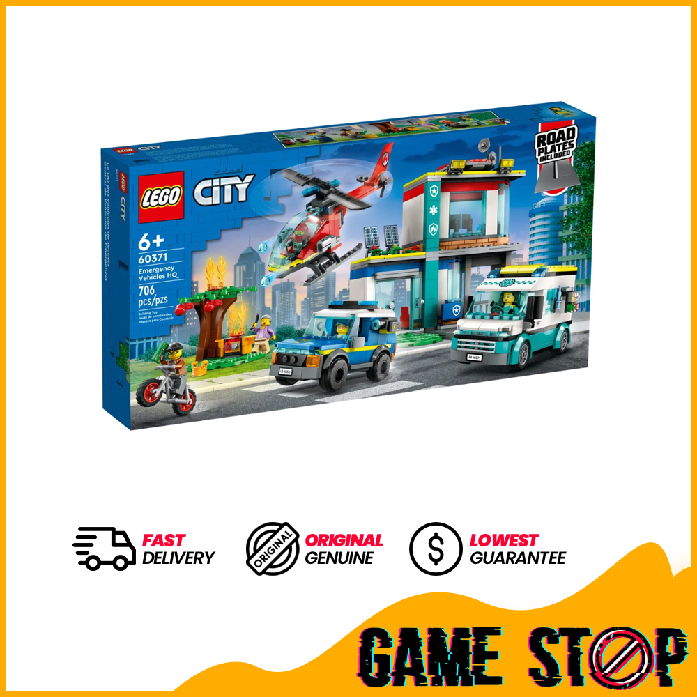 LEGO City Emergency Vehicles HQ 60371, Fire Rescue Helicopter Toy Set, Ambulance, Motorbike and Police Car Toys, Gift fo