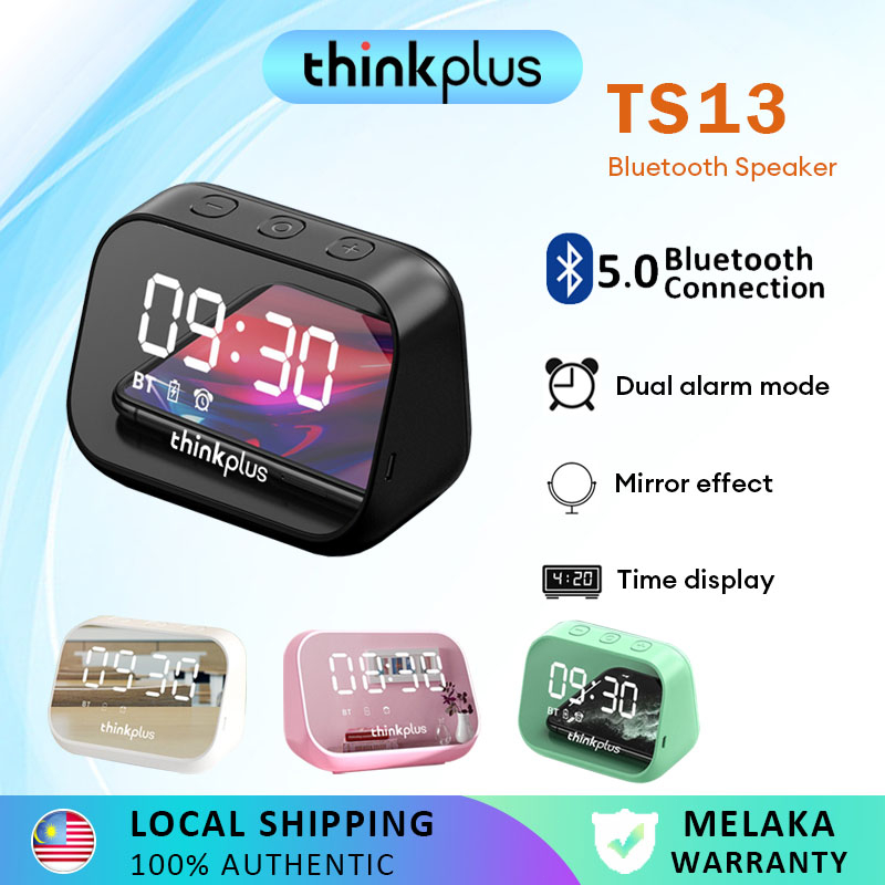 Lenovo TS13 Wireless Speaker Portable Subwoofer Stereo Player LED Digital Smart Alarm Clock Mirror Design 9D Surround