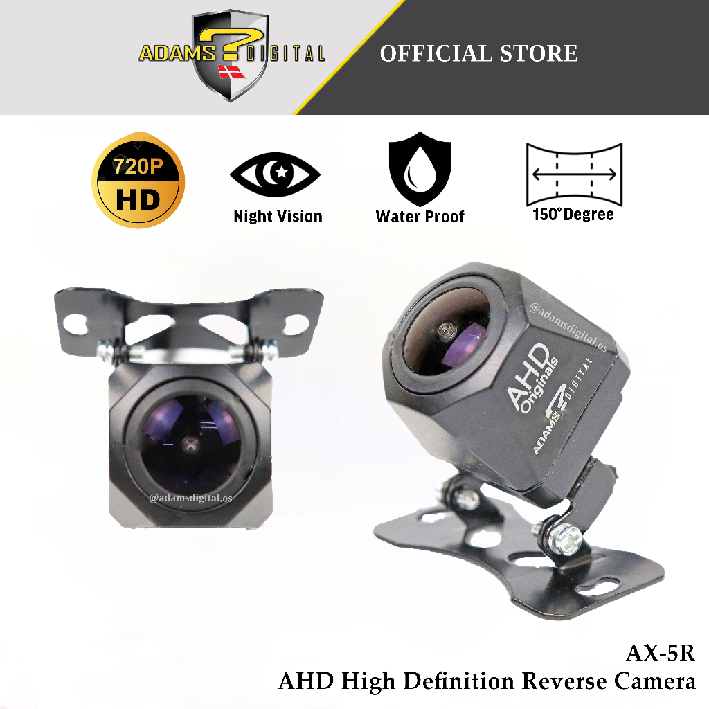 Adams Digital 150°Degree Car Parking Reverse Camera Rear View 720p HD Waterproof Night Vision AX-5R