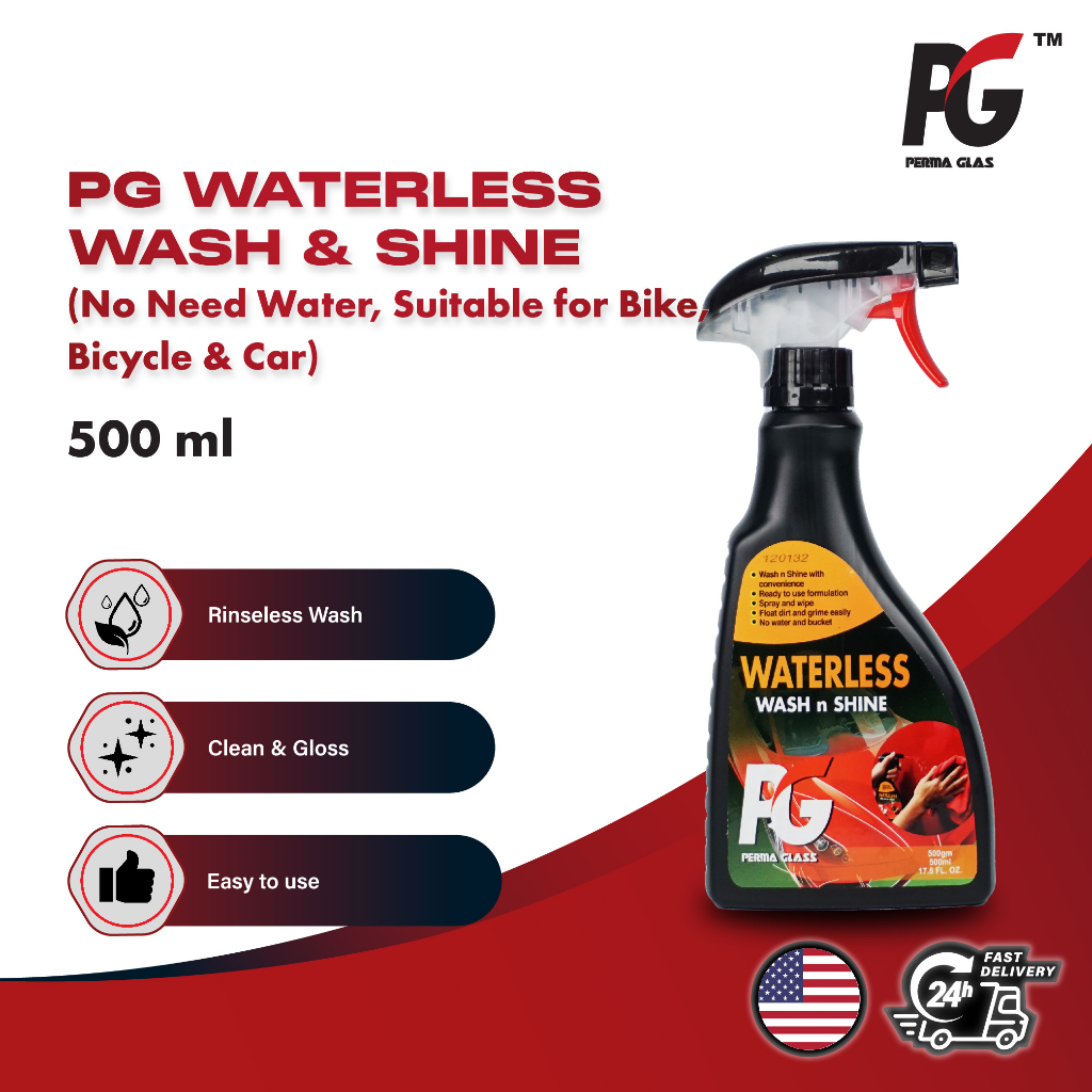 PG Waterless Wash & Shine (500ml) - No Need Water, Suitable for Bike, Bicycle & Car Kilang/Direct Manufacture/ Bulk Purc