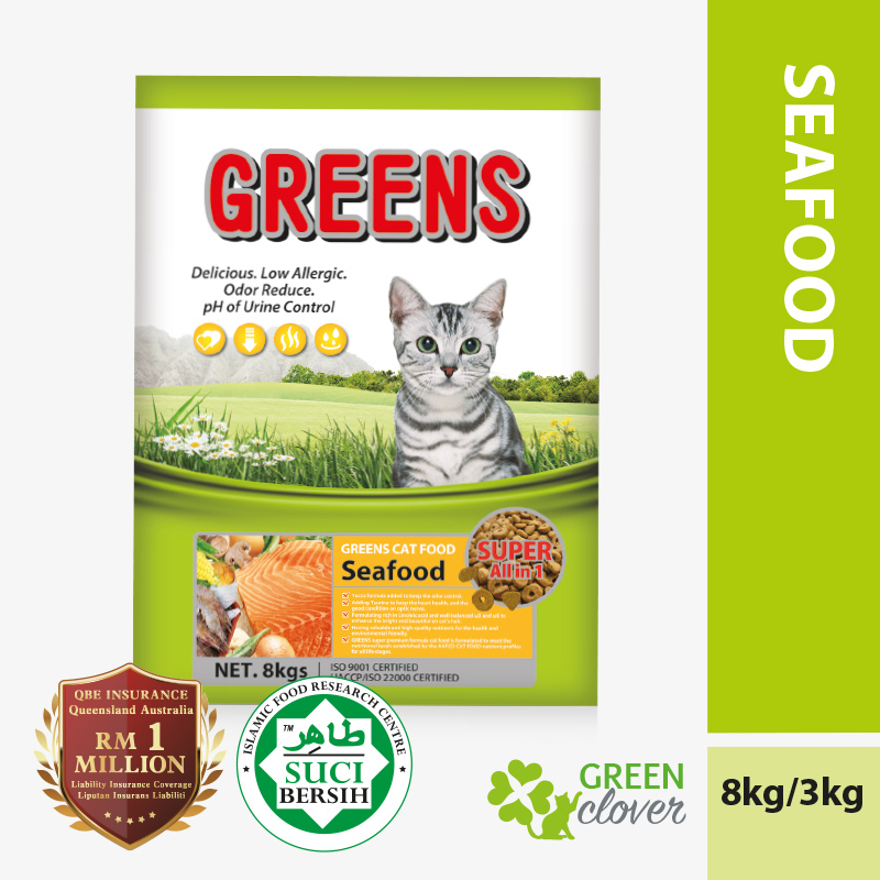 Greens Cat Food Seafood 8kg Makanan Kucing