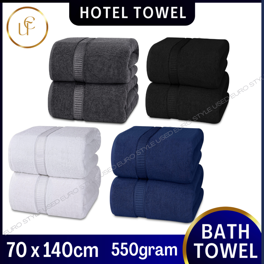 - Bath Towels 70x140cm Premium 100% Ring Spun Cotton 550gram Quick Dry Highly Absorbent Soft Feel