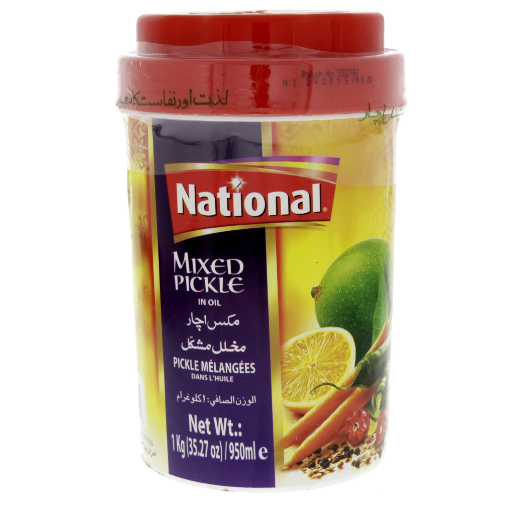 National Achar Fresh Mix Vegetable and Herbs Pickel in Mustard Oil 1 Kg Jar