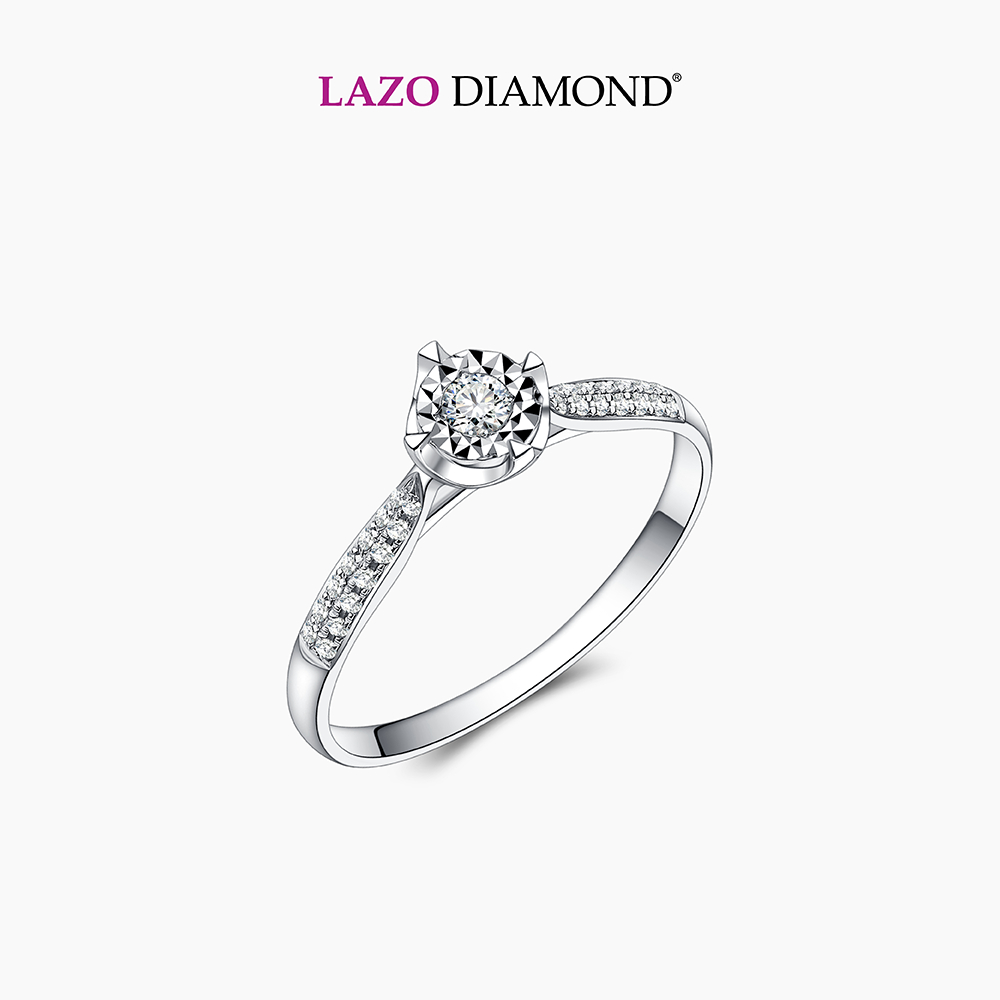 LAZO DIAMOND Side Pavé Miracle Set Diamond Ring in 9k White Gold