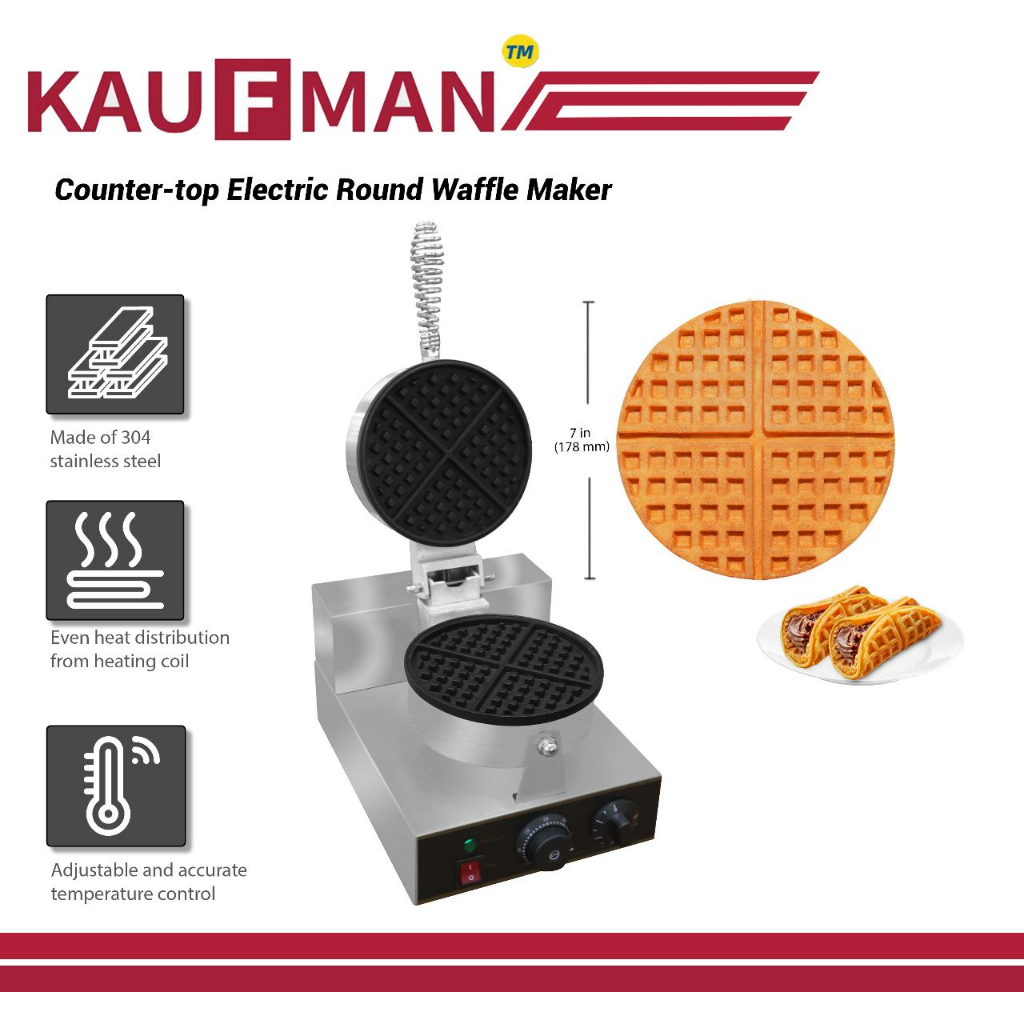 [Ready Stock]Commercial Electric Waffle Maker Machine Round Shape Deeper Size