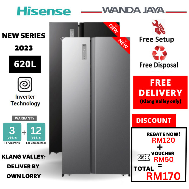 [FREE DELIVERY] Hisense INVERTER Side by Side Fridge 620L Refrigerator RS666N4ACNIV / RS666N4ABNIV [Peti Sejuk 冰箱]