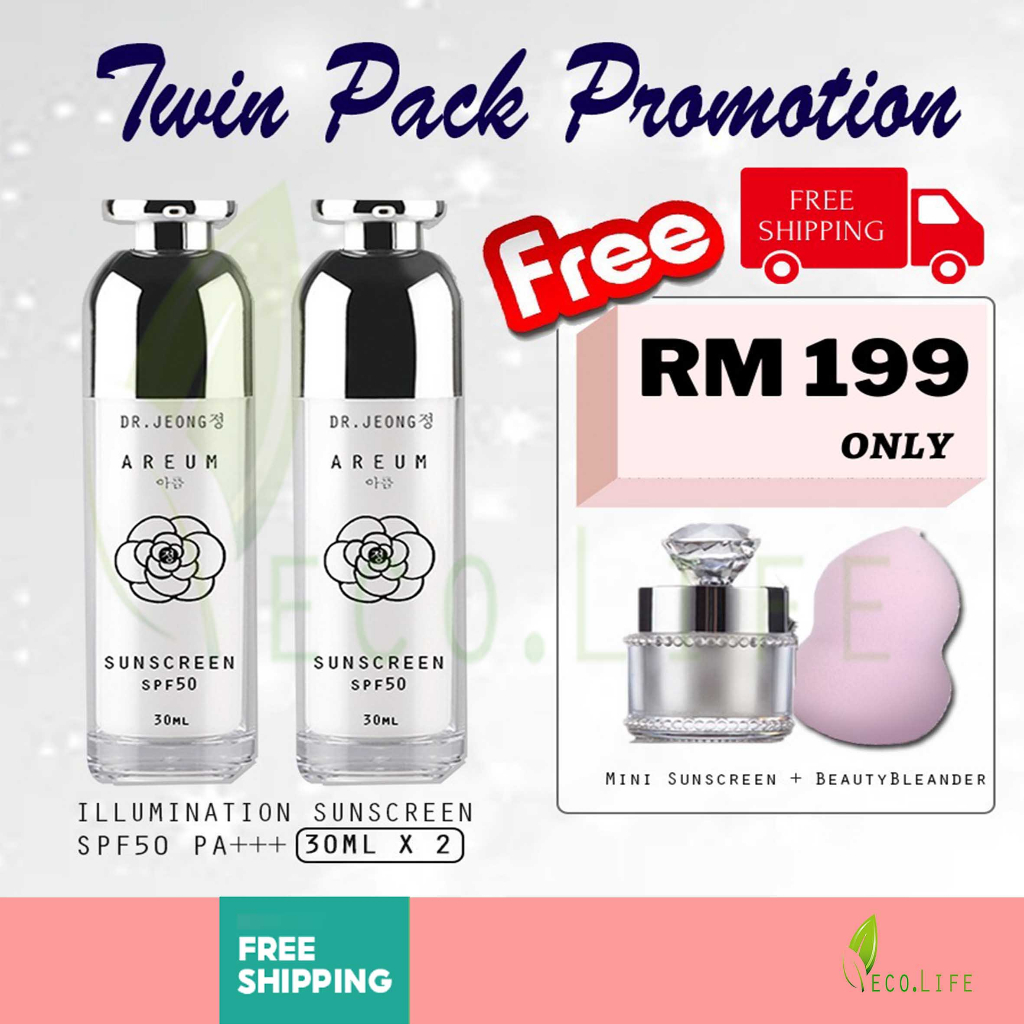 Dr Jeong Sunscreen Promo Double Bundle Offer 100% No Chemical Sensitive Face Care & Korean Made All Skin Types Natural